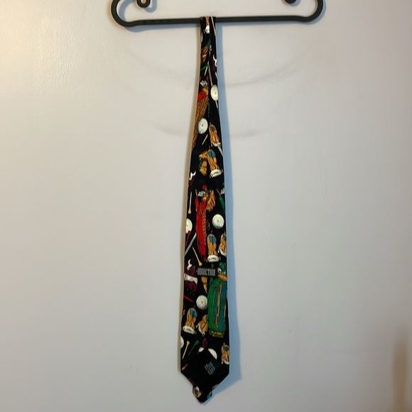 Addiction Vintage Silk Golf Necktie Tie Golf Ball Bag Tee Club Made in Korea - Picture 10 of 16